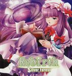  album_cover book cover highres one_eye_closed patchouli_knowledge rakujin scan scan_artifacts silver_forest solo touhou 