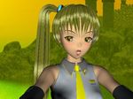  3d akita_neru blonde_hair detached_sleeves long_hair mikumikudance mmd necktie open_mouth ponytail solo vocaloid yellow_eyes 