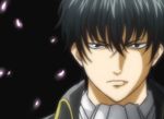  black_eyes black_hair close-up face gintama hijikata_toushirou male_focus petals portrait shinsengumi_(gintama) shiroyasha solo 