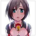  blue_eyes bodysuit breasts cleavage koma_su kyoukaisenjou_no_horizon medium_breasts short_hair solo tachibana_gin tears 