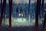  bad_id bad_pixiv_id fireflies forest gemi grass lights nature original scenery school_uniform tree 