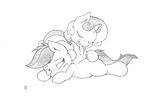  blush couple cub duo equine eyes_closed female feral friendship_is_magic half-closed_eyes horn horse joey-darkmeat lying mammal monochrome my_little_pony nibble nom pegasus pony scootaloo_(mlp) sweetie_belle_(mlp) unicorn wings young 
