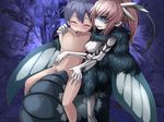  1girl breasts camel_(dansen) cecil_(mon-musu_quest!) corruption dgallon eyes_closed femdom luka_(mon-musu_quest!) mon-musu_quest! monster_girl moth moth_girl multiple_arms pink_hair purple_hair wings 