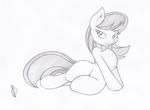  bow_tie equine female feral friendship_is_magic horse joey-darkmeat looking_at_viewer lying mammal monochrome my_little_pony octavia_(mlp) pony solo 