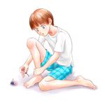  1boy brown_eyes brown_hair hourou_musuko nitori_shuuichi painting_nails short_hair 