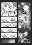  alice_margatroid alice_margatroid_(pc-98) comic doll flower gensoukoumuten greyscale highres lamppost monochrome multiple_girls open_mouth rose shanghai_doll silent_comic touhou touhou_(pc-98) tripping younger 