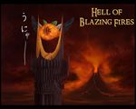  black_wings english eye_of_sauron fire hell lord_of_the_rings mordor no_humans outdoors parody reiuji_utsuho sauron touhou tower translated unyu volcano wings 
