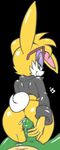  anthro big_butt bottomless bunnie_rabbot butt erection eyewear female glasses green_eyes hot_dogging is lagomorph looking_back male penis precum rabbit sega sex smile sonic_(series) 