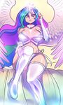  big_breasts breasts crown female friendship_is_magic hair horn human humanized legwear looking_at_viewer mammal maniacpaint multi-colored_hair my_little_pony not_furry princess princess_celestia_(mlp) royalty shining stockings wings 