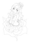  bad_id bad_pixiv_id dress flower from_above gothic_lolita hair_flower hair_ornament highres lineart lolita_fashion long_hair monochrome original rose simple_background sitting solo weien white_background 