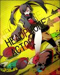  arrow bad_id bad_pixiv_id enomoto_takane headphone_actor_(vocaloid) headphones kagerou_project saihate_(d3) solo vocaloid yellow_background 