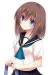  bad_id bad_pixiv_id blue_eyes brown_hair highres liong original school_uniform serafuku solo upper_body 