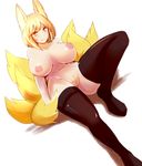  animal_ears bad_anatomy black_legwear breasts dearmybrothers fox_ears fox_tail highres large_breasts legs long_legs multiple_tails navel nipples nude pussy solo tail thighhighs thighs touhou yakumo_ran 