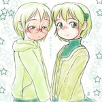  aoki_yuuta bokura_no_hentai child crossdressing dual_persona green_eyes green_hair hood hoodie trap 