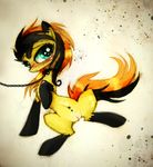  blush chain collar equine female foxinshadow friendship_is_magic fur hair horse lying mammal multi-colored_hair my_little_pony on_back original_character piercing pony pussy solo spread_legs spreading yellow_fur zero-sum 