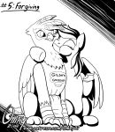  2018 avian black_and_white clothing equine female friendship_is_magic gilda_(mlp) gryphon hug mammal monochrome my_little_pony omny87 pegasus rainbow_dash_(mlp) wings 