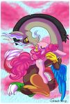  antler antlers black-namer borrowsoul cutie_mark discord_(mlp) draconequus duo equine female feral friendship_is_magic hair horn horse kissing male mammal my_little_pony pink_hair pinkie_pie_(mlp) pony red_eyes wings 
