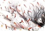  black_hair blue_eyes feathers frills lips original ribbon simple_background skirt smile solo sousou_(sousouworks) white_background white_skirt 