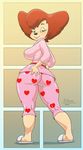  big_butt black_nose breasts brown_hair butt disney einom female goof_troop hair looking_at_viewer looking_back milf mother pajamas peg_pete side_boob slippers smile solo thick_thighs thighs 