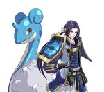  akechi_mitsuhide_(sengoku_musou) armor highres lapras male male_focus official_art pokemon pokemon_+_nobunaga_no_yabou 