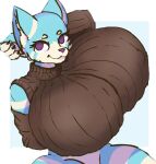 anthro arctic_fox big_breasts blue_body blue_fur breasts canid canine clothing cristhecat female fox fur huge_breasts mammal purple_eyes solo sweater topwear