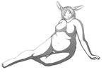  anthro breasts chest_tuft chubby female lagomorph looking_at_viewer lying mitsukijuran nipples nude overweight plain_background pose pussy rabbit seductive solo thighs white_background wide_hips 