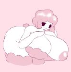 anthro big_breasts big_butt bovid breasts butt caprine female female_focus fur hair hi_res huge_breasts huge_butt mammal my_sweet_piano onegai_my_melody pink_background pink_body pink_fur pink_hair pink_wool sanrio seductive sheep simple_background smug smug_face solo tha_randomu white_body white_skin wool_(fur)