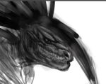 anthro concept_art embarrased_horny hair male monster scalie side_view smile solo