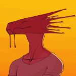 anthro barbel_(anatomy) bust_portrait clothed clothing dragon eyes_closed flesh_whiskers hi_res liz_(nsfw) male portrait red_body scalie simple_background solo yellow_background