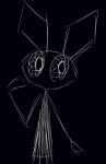 anthro black_background cabezilla female lagomorph leporid low_res mammal outline rabbit simple_background solo tagme vib-ribbon vibri white_outline