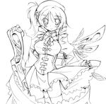  bad_id bad_pixiv_id breasts drill_hair endou_chihiro greyscale gun lineart looking_at_viewer magical_girl magical_musket mahou_shoujo_madoka_magica medium_breasts monochrome skirt smile solo tomoe_mami twin_drills twintails weapon 