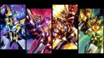  absurdres armor babamba eldran_series full_armor gattai genki_bakuhatsu_ganbaruger glowing glowing_eyes god_raijin-oo great_gambaruger highres kanzen_shouri_daiteio king_go-saurer lightning mecha nekketsu_saikyou_go-saurer no_humans perfect_daiteio_(character) robot sunrise_(company) super_robot zettai_muteki_raijin-oo 