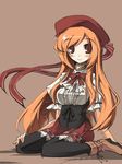  bad_id bad_pixiv_id blush copyright_request endou_chihiro hat long_hair red_eyes simple_background smile solo 