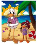 adopted_(lore) adopted_daughter_(lore) anatid anseriform anthro asterozoan avian ball barefoot beach_ball beachwear bird bottomless bottomless_anthro bottomless_male casual_clothing clothed clothing darkwing_duck daughter_(lore) dessert disney drake_mallard duck ducktales ducktales_(2017) duo echinoderm eye_contact father_(lore) father_and_child_(lore) father_and_daughter_(lore) feet female food gosalyn_mallard gosalyn_waddlemeyer hi_res ice_cream ice_cream_cone inflatable looking_at_another lunula_(artist) male marine palm_tree parent_(lore) parent_and_child_(lore) parent_and_daughter_(lore) plant sand starfish sunrise tree tropical vacation wholesome