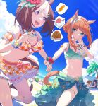  6+girls :d absurdres agnes_tachyon_(lunatic_lab)_(umamusume) agnes_tachyon_(umamusume) ahoge animal_ears bare_shoulders beach beach_chair beach_umbrella bead_bracelet bead_necklace beads bikini bikini_skirt black_hair blindfold blue_sky blunt_bangs blush bracelet braid breasts brown_hair buried cleavage closed_mouth cloud cloudy_sky coffee1223 commentary corn cowboy_shot crown_braid curvy ear_flower eyewear_on_head flower food french_braid frilled_bikini frills fruit gold_ship_(run_revolt_launcher)_(umamusume) gold_ship_(umamusume) hair_between_eyes hair_bun hair_flower hair_ornament hairclip hibiscus highres holding_hands horse_ears horse_girl horse_tail jewelry jungle_pocket_(tobasuze_hot_summer!)_(umamusume) jungle_pocket_(umamusume) large_breasts lens_flare long_hair looking_at_another manhattan_cafe_(the_bubbles_that_i_see_with_you)_(umamusume) manhattan_cafe_(umamusume) medium_hair mejiro_mcqueen_(ripple_fairlady)_(umamusume) mejiro_mcqueen_(umamusume) multicolored_hair multiple_girls navel necklace ocean official_alternate_costume official_alternate_hairstyle open_mouth orange_bikini orange_hair outdoors palm_tree perspective plaid plaid_bikini ponytail purple_eyes purple_hair red_flower ring sand shaved_ice shy silence_suzuka_(emerald_on_the_waves)_(umamusume) silence_suzuka_(umamusume) single_hair_bun sky small_breasts smile special_week_(hopping_vitamin_heart)_(umamusume) special_week_(umamusume) speech_bubble spoken_food standing streaked_hair suikawari sunglasses swimsuit tail teeth thigh_strap tracen_swimsuit tree umamusume umbrella upper_teeth_only water watermelon white_bikini white_flower white_hair 