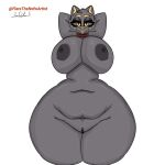 1:1 2023 anthro big_breasts breasts cel_shading clitoris collar colored colored_sketch digital_media_(artwork) domestic_cat ear_tuft eclipse_(the_cat) eyebrows facial_markings felid feline felis female flarethensfwartist fur fur_tuft genitals hair hands_behind_head head_markings hi_res inner_ear_fluff light lighting mammal markings navel nipples nude portrait pussy raised_eyebrows shaded shaded_sketch signature simple_background simple_shading sketch slightly_chubby soft_shading solo solo_focus thick_thighs tongue tongue_out tuft watermark white_background