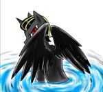  black black_fur blackblood blood cielo cielorey equine flightless fur horn horse male mammal my_little_pony neo pony red_eyes rey water winged_unicorn wings 