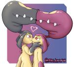 &lt;3 2_mouths 3_fingers absurd_res ambiguous_gender duo feral fingers generation_3_pokemon hand_on_face hi_res kissing mawile mhicky93 multi_mouth nintendo pokemon pokemon_(species) shiny_pokemon