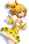  blonde_hair choker cure_pine earrings fresh_precure! fujimaru_(bluebrand) hair_ornament heart heart_hair_ornament heart_hands jewelry one_side_up orange_choker precure solo yamabuki_inori 