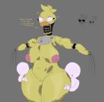 absurd_res animatronic anthro areola avian beak bib big_breasts bird blush blush_lines breasts chicken dialogue eyelashes eyes_closed female five_nights_at_freddy&#039;s five_nights_at_freddy&#039;s_2 galliform gallus_(genus) genitals grey_background group head_feathers head_tuft hi_res huge_breasts human inverted_nipples justelm25 larger_female machine mammal navel nipples nude phasianid pink_areola pink_nipples pussy robot scottgames simple_background size_difference slightly_chubby text thick_thighs trio tuft wide_hips wire withered_chica_(fnaf) yellow_body