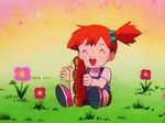  animated animated_gif child instrument kasumi_(pokemon) lowres overalls pokemon pokemon_(anime) red_hair side_ponytail tambourine 