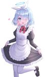  1girl :d absurdres alternate_costume arona_(blue_archive) enmaided highres looking_at_viewer maid open_mouth seungju_lee simple_background smile solo white_background 