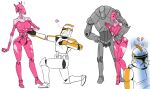 &lt;/3 armor b1-chan b1_battle_droid b2_super_battle_droid body_armor clone_trooper clone_wars droid female flick-the-thief group human machine male mammal on_knee pink_body proposal rejection robot star_wars swooning