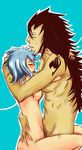  1boy 1girl black_hair blue_hair breasts couple eyes_closed fairy_tail gajeel_redfox highres hug levy_mcgarden long_hair nude piercing sex spiked_hair spiky_hair sweat thighs upright_straddle vaginal 