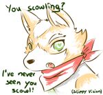 &lt;3 anthro bandanna black_nose clothed clothing dialogue english_text fox_mccloud fully_clothed fur green_clothing green_eyes green_shirt green_topwear grey_clothing grey_jacket grey_topwear jacket kerchief male nintendo open_mouth orange_body orange_fur red_bandanna red_kerchief shirt slippy_o&#039;donnell solo star_fox teeth_showing text tongue_showing topwear white_body white_fur