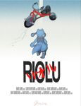 akira_(film) ambiguous_gender blue_body blue_fur fur generation_4_pokemon hi_res nintendo parody pokemon pokemon_(species) poster rainestrm riolu road signature simple_background solo text tricycle vehicle walking_away white_background