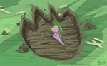  dragon flower footprint friendship_is_magic grass male my_little_pony mysticalpha purple_scales sitting solo spike_(mlp) young 