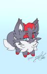 chibi dusk_(gingy_k_fox) freckles generation_5_pokemon gingy_k_fox hi_res looking_at_viewer nintendo pokemon pokemon_(species) smug solo zorua