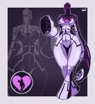 &lt;3 &lt;3_eyes 1_eye alien alien_humanoid averag3artist ben_10 big_hands black_body breasts cartoon_network chaquetrix featureless_breasts featureless_crotch featureless_feet feet female galvanic_mechamorph grey_background hi_res humanoid markings navel purple_background purple_markings simple_background solo thick_thighs tron_lines upgrade_(ben_10) white_body wide_hips