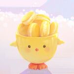  artist_name bird blush bowl chibi chick figure food food_focus huhv. macaron no_humans object_focus original still_life straight-on sweets yellow_theme 